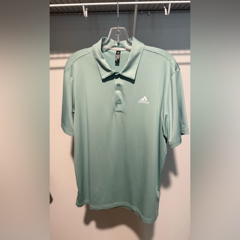 Adidas Light Green Golf Polo Shirt